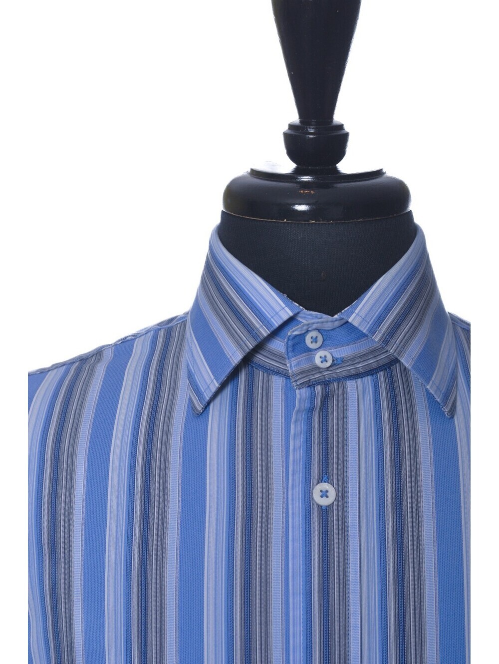Bugatchi Blue Striped Dress Shirt XL 38256